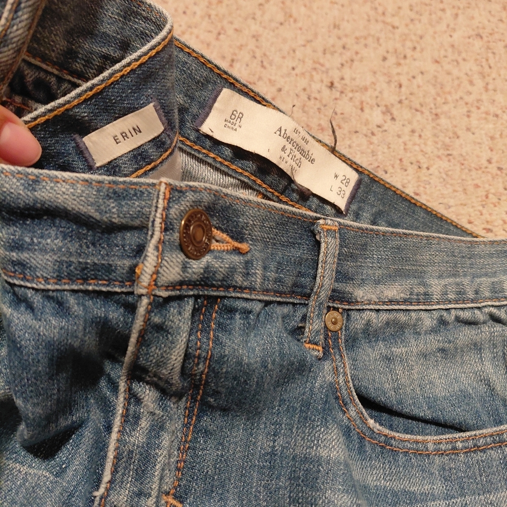 Women's Distressed Blue Jeans Straigth Leg Abercrombie Y2k Vintage Model ERIN - Picture 7 of 13